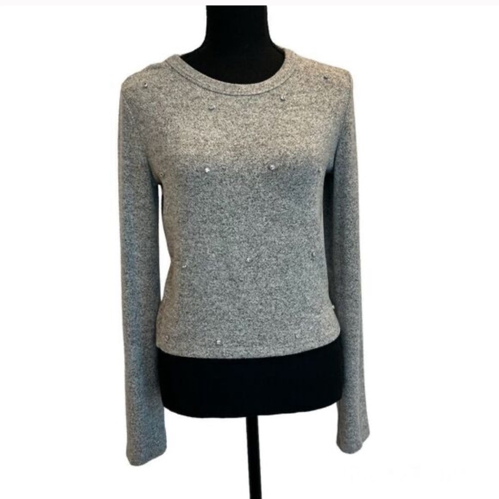 Zara Gray Sweater with Embellishments Size Medium NWOT